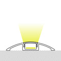Profilé ruban LED de sol en demi-lune - Surface - 9x52mm - Avec diffuseur - 2 mètres 2