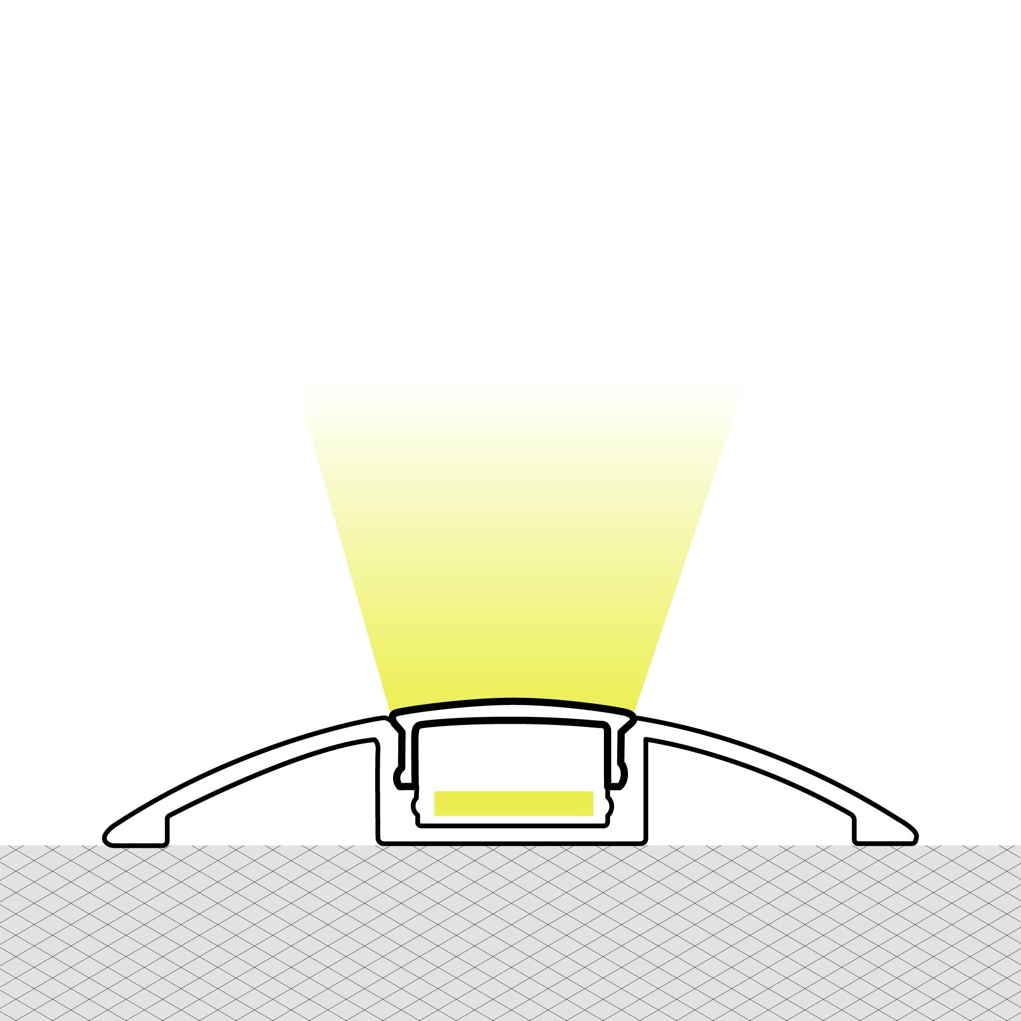 Perfil tira LED de suelo medialuna - Superficie - 9x52mm - Con difusor - 2 metros (1)