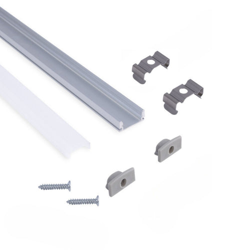 Profiel voor LED strip - Oppervlak - 17x8mm - Compleet pakket - 1 meter