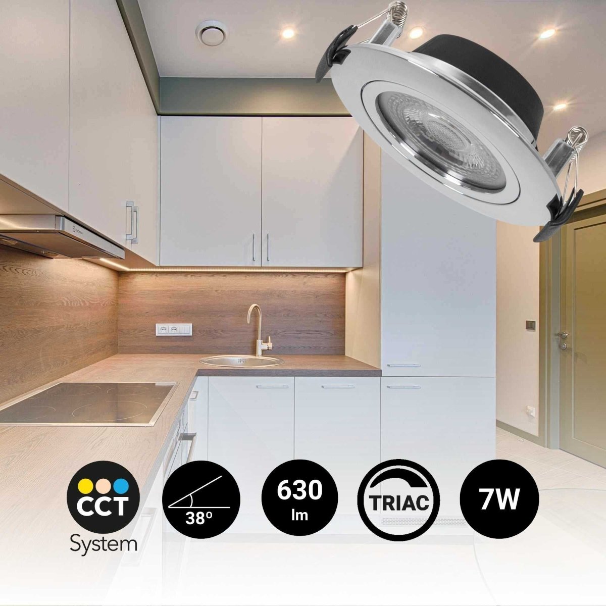 Downlight LED interior - 7W - CCT - DIMABLE TRIAC - 630lm - Corte Ø 70mm - IP20 (1)