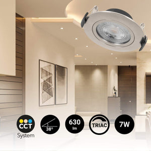 Downlight LED interior - 7W - CCT - DIMABLE TRIAC - 630lm - Corte Ø 70mm - IP20 - Barcelona Led-