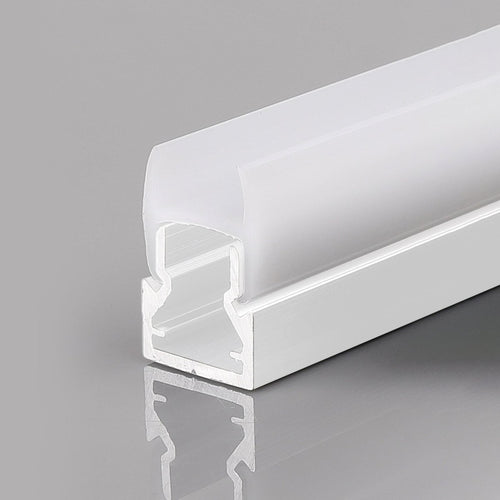 LED Strip Profile for 8mm Glass - With Diffuser - White - 2 Meters