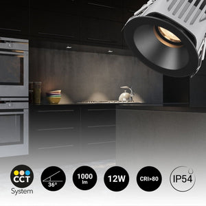 Downlight LED exterior 12W - CCT - Chip OSRAM - Driver PHILIPS - Corte Ø 75mm - IP54 - Barcelona Led-