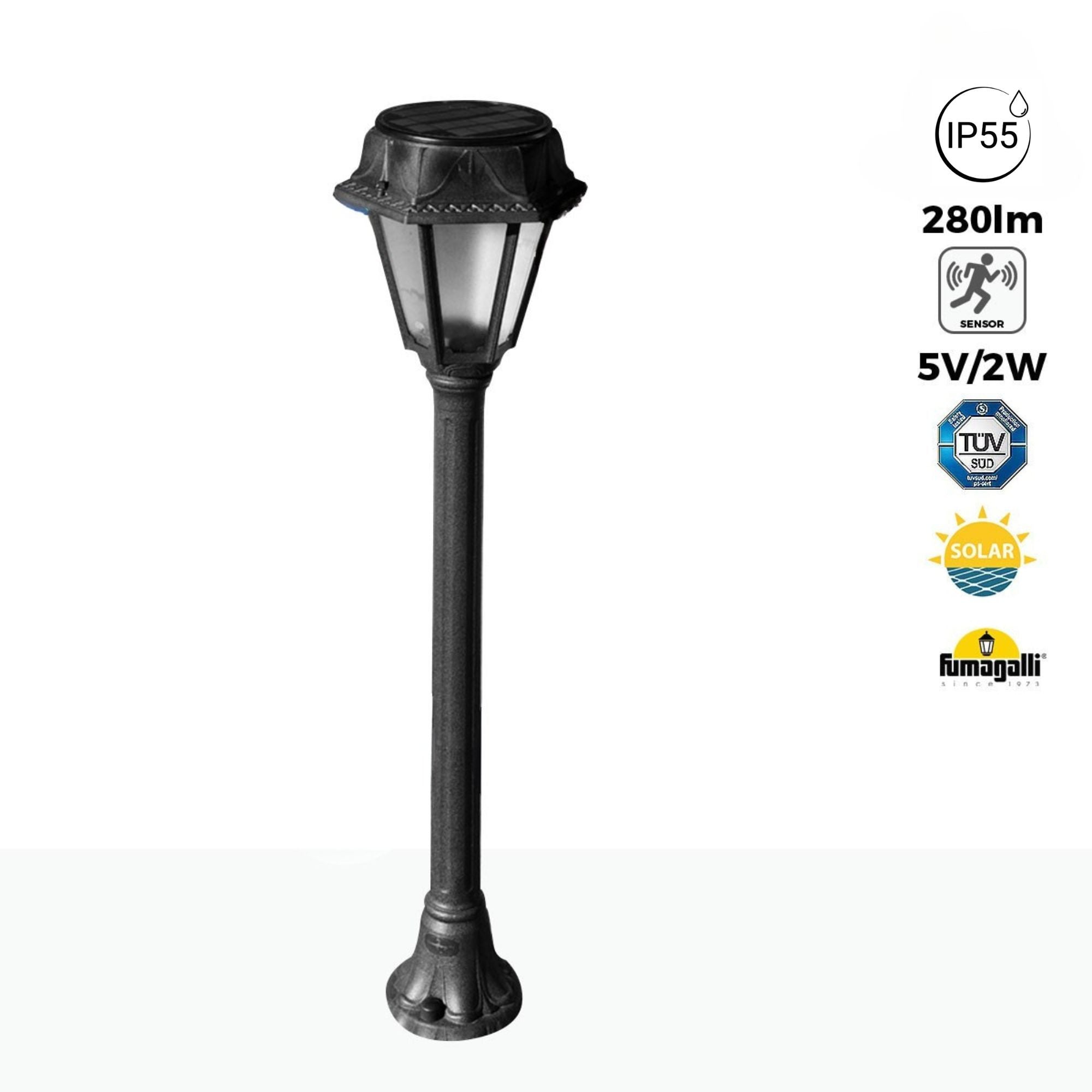 Bolardo solar de jardín "MIZAR/ROSETTA" con sensor PIR - 2 modos de funcionamiento - 4000K
