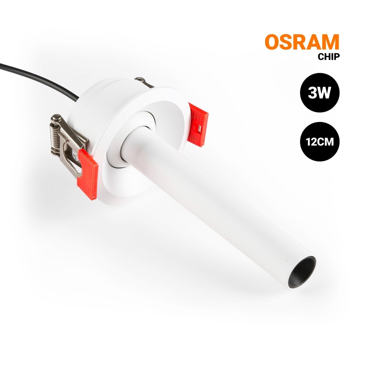 Foco de techo LED empotrable 3W - Extensible 120mm - Orientable - Chip OSRAM - 2700K - Barcelona Led-