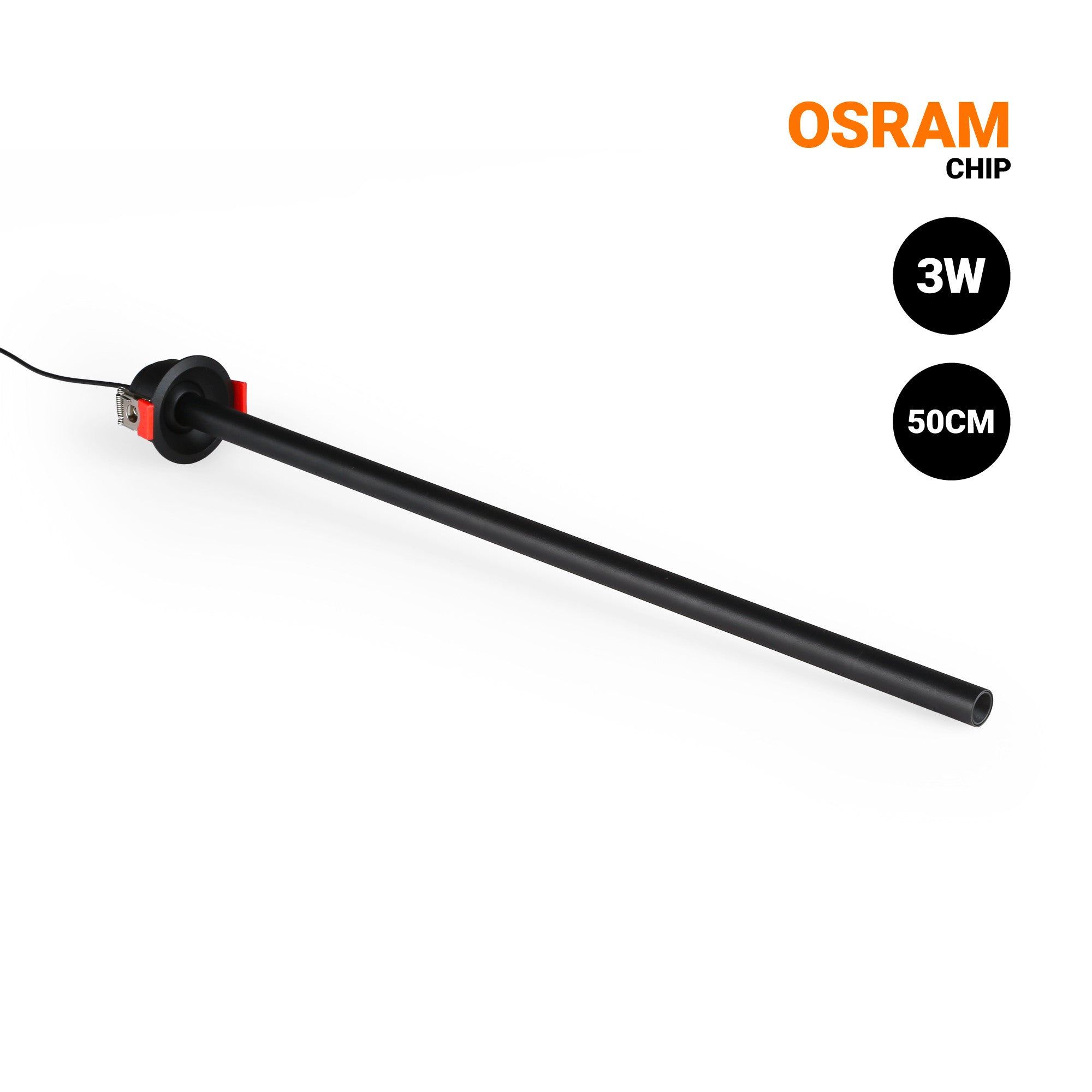 Foco de techo LED empotrable 3W - Extensible 500mm - Orientable - Chip OSRAM - 2700K