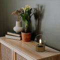 Table lamp with glass sphere