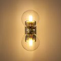 Wall sconce with double glass sphere