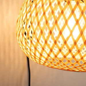 Aplique de pared de mimbre y madera "Phuket" - Con cable y enchufe - E27 - Barcelona Led-Decoración