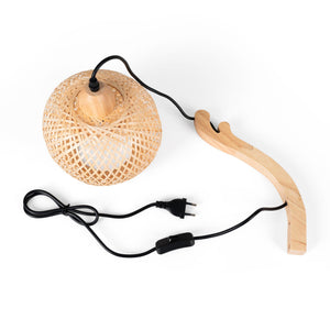 Aplique de pared de mimbre y madera "Phuket" - Con cable y enchufe - E27 (9)