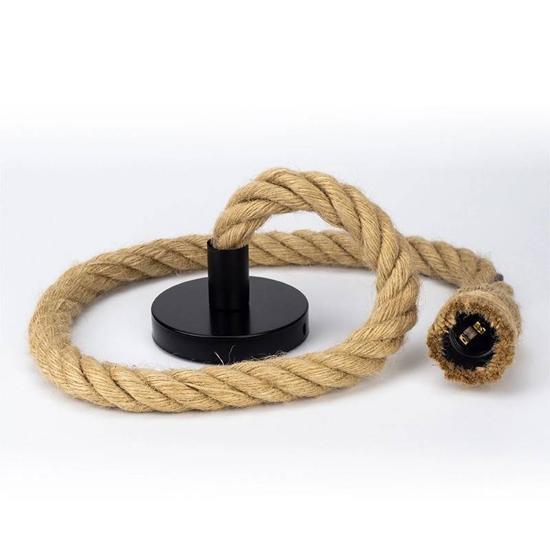 Lámpara colgante de cuerda natural de cáñamo E27 "ROPE LAMP" (1)