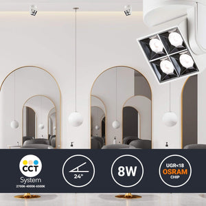 Aplique techo LED cuadrado orientable 8W - CCT - UGR18 - Chip OSRAM - Driver KGP - Barcelona Led-Decoración