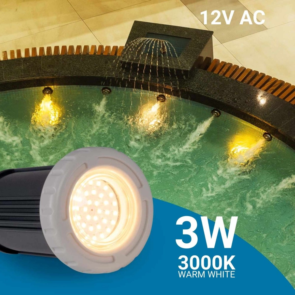 Foco LED sumergible para piscina - 12V AC - 3W - IP68 - Ø94mm - Barcelona Led-