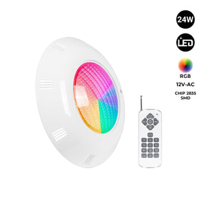Foco LED sumergible para piscina de fibra - 12V AC - 24W - IP68 - Ø295mm - Barcelona Led-