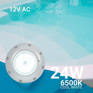 Foco LED sumergible para piscina de fibra - 12V AC - 24W - IP68 - Ø295mm - Barcelona Led-