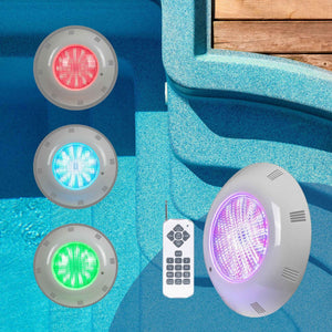 Foco LED sumergible para piscina de fibra - 12V AC - 24W - IP68 - Ø295mm (1)