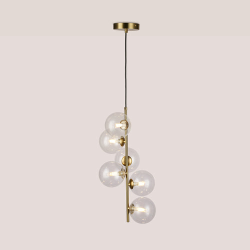 Pendant lamp with crystal spheres