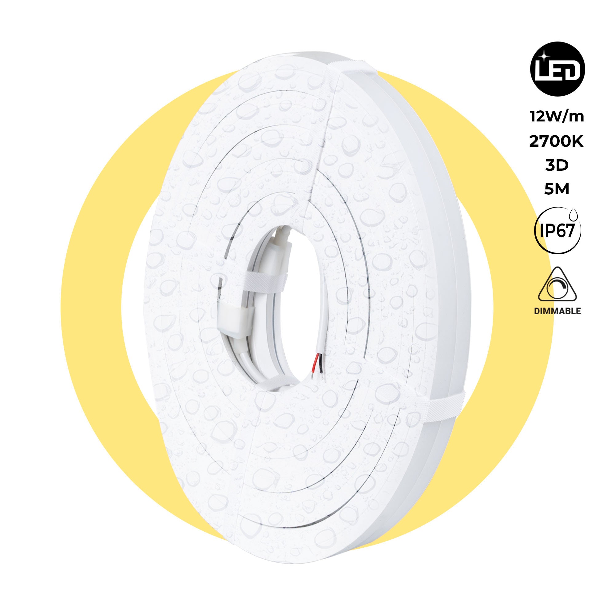 Neón LED flexible 3D 24V DC - 16x16mm - 5 metros - Kit completo - 12W/m - IP67 - Curvatura vertical y horizontal