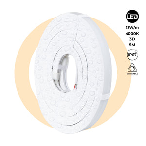 Neón LED flexible 3D 24V DC - 16x16mm - 5 metros - Kit completo - 12W/m - IP67 - Curvatura vertical y horizontal (36)