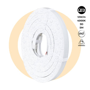 Neón LED flexible 3D 24V DC - 16x16mm - 5 metros - Kit completo - 12W/m - IP67 - Curvatura vertical y horizontal (36)
