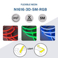 Neon LED flexível RGB 3D - 16x16mm - 5m - Kit completo -12W/m -IP67 -Curvatura vertical e horizontal 2