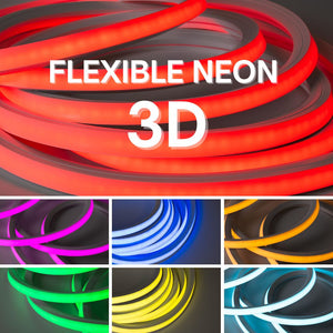 Neón LED flexible RGB 3D - 16x16mm - 5m - Kit completo -12W/m - IP67 -Curvatura vertical y horizontal (16)