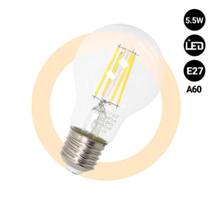 Bombilla LED filamento E27 A60 - 5,5W & Bombilla LED filamento E27 A60 - 5,5W