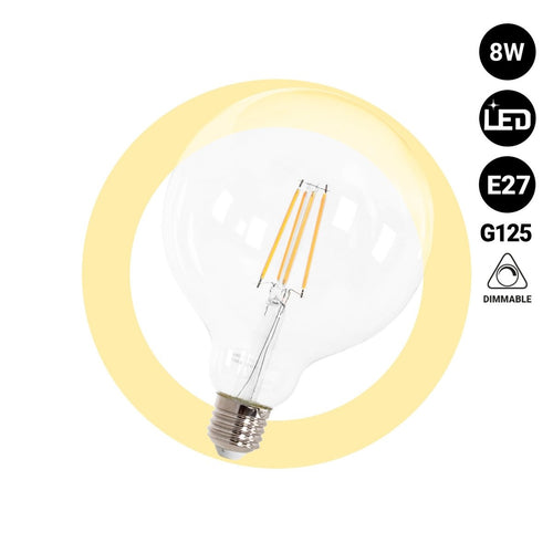 Żarówka LED globus filament - E27 G125 - 8W - Regulowana