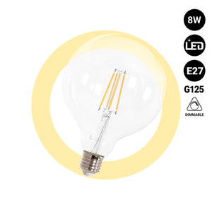 Bombilla LED globo filamento - E27 G125 - 8W - Regulable