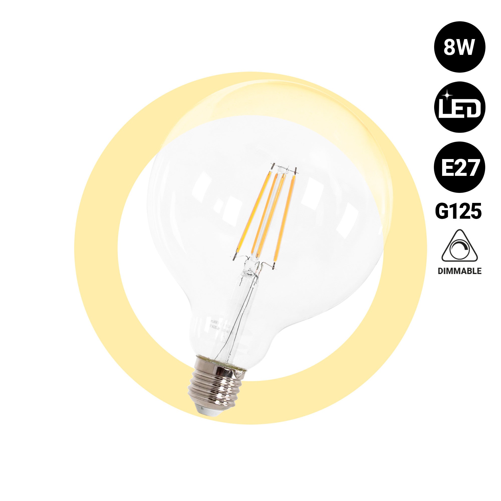 Bombilla LED globo filamento - E27 G125 - 8W - Regulable