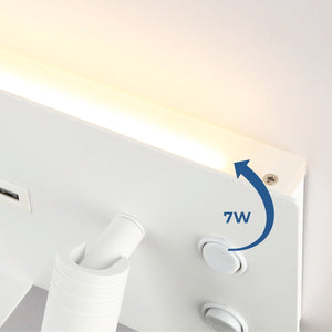Aplique de pared para lectura con puerto USB "Kerta" - Iluminación doble - 3W+7W - Barcelona Led-Decoración