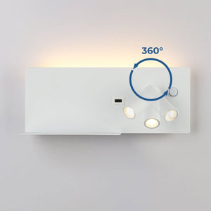 Aplique de pared para lectura con puerto USB "Kerta" - Iluminación doble - 3W+7W - Barcelona Led-Decoración