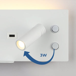 Aplique de pared para lectura con puerto USB "Kerta" - Iluminación doble - 3W+7W - Barcelona Led-Decoración