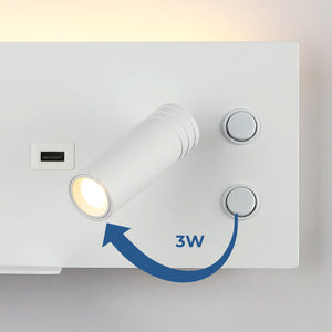 Aplique de pared para lectura con puerto USB "Kerta" - Iluminación doble - 3W+7W (40)