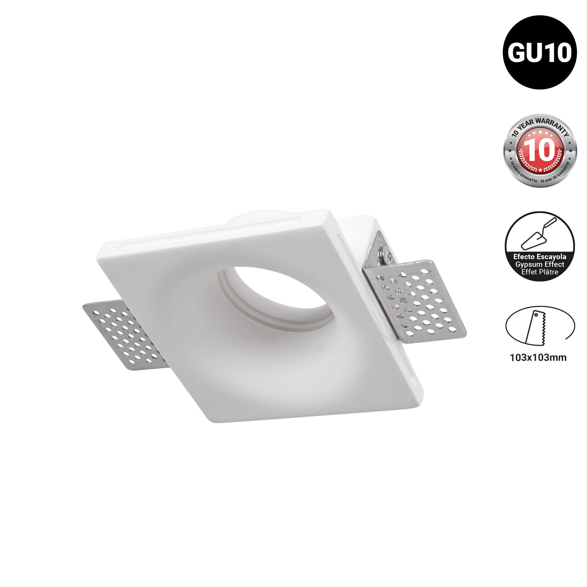 Downlight cuadrado de escayola "MUR" - Trimless - 1 x GU10