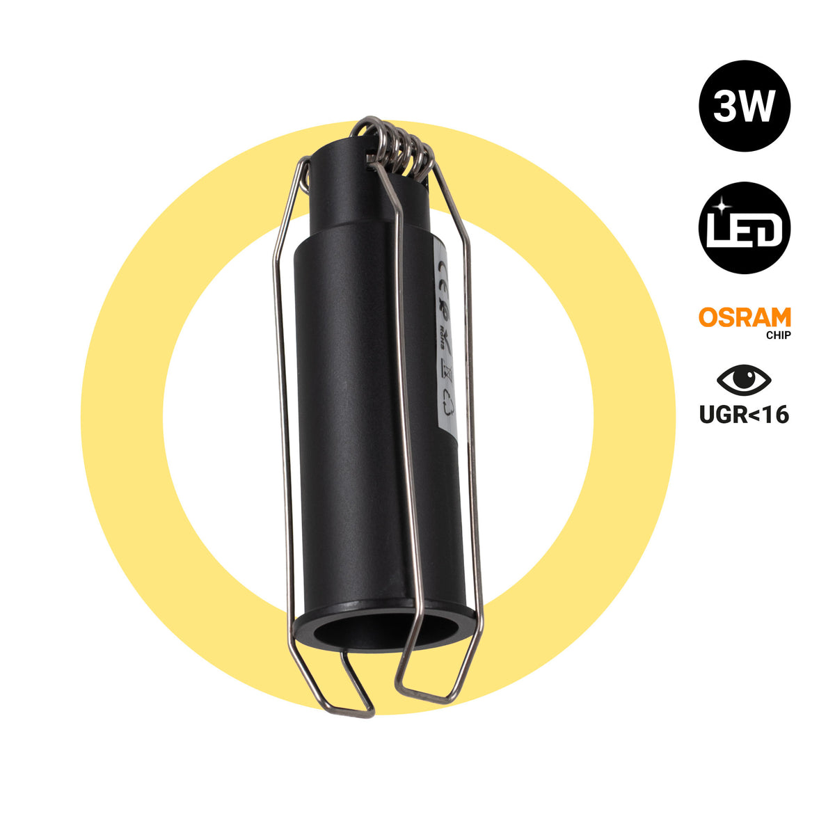 Downlight LED Mini 3W - Chip OSRAM - Bajo UGR - Ø 22mm