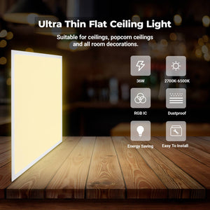 Plafón de techo LED Backlight - 60x60cm - 36W - CCT + RGB IC - Con mando a distancia (17)