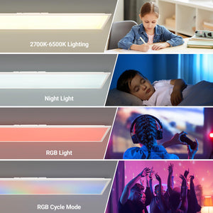 Plafón de techo LED Backlight - 120x30cm - 36W - CCT + RGB IC - Con mando a distancia (21)