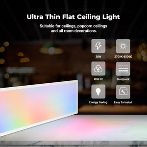 Plafón de techo LED Backlight - 120x30cm - 36W - CCT + RGB IC - Con mando a distancia - Barcelona Led-