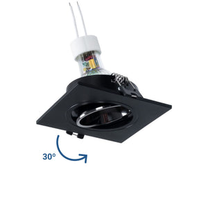 KIT Aro downlight cuadrado 93x93mm (gris/negro) + Bombilla GU10 6W + Portalámparas (23)