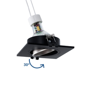 KIT Aro downlight cuadrado 93x93mm (negro/champagne) + Bombilla GU10 6W + Portalámparas (27)