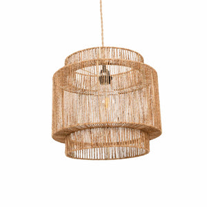 Lámpara colgante de yute "RAWA" con interruptor y enchufe - E27 (13)