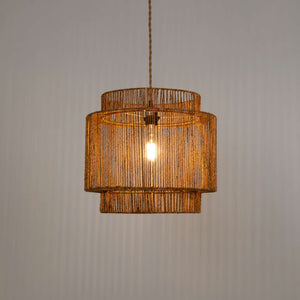 Lámpara colgante de yute "RAWA" con interruptor y enchufe - E27 (16)