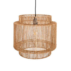 Lámpara colgante de yute "RAWA" con interruptor y enchufe - E27 - Barcelona Led-Decoración