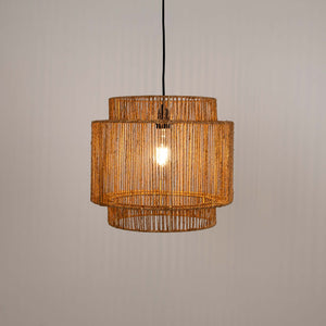 Lámpara colgante de yute "RAWA" con interruptor y enchufe - E27 (29)
