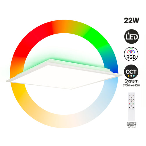 LED Backlight Ceiling Light - 45x45cm - 22W - CCT + 2RGB - Backlit