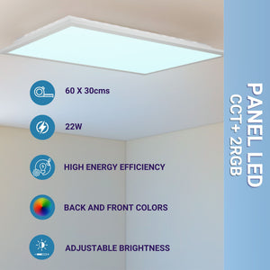 Plafón de techo LED Backlight - 60x30cm - 22W - CCT + 2RGB - Retroiluminado (18)