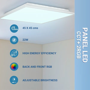 Plafón de techo LED Backlight - 45x45cm - 22W - CCT + 2RGB - Retroiluminado - Barcelona Led-