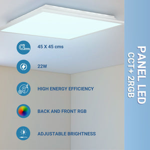Plafón de techo LED Backlight - 45x45cm - 22W - CCT + 2RGB - Retroiluminado (21)