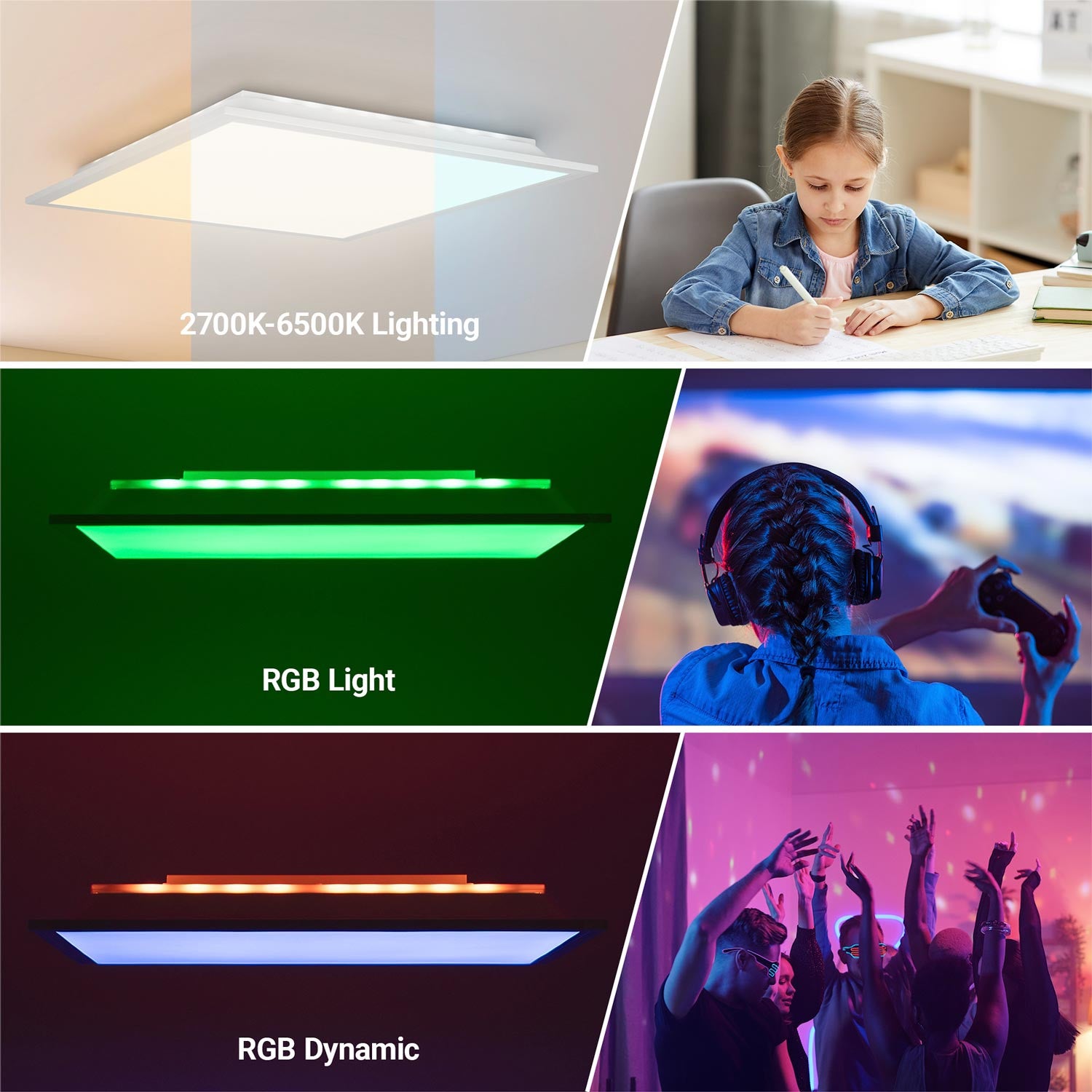 Plafón de techo LED Backlight - 45x45cm - 22W - CCT + 2RGB - Retroiluminado (1)